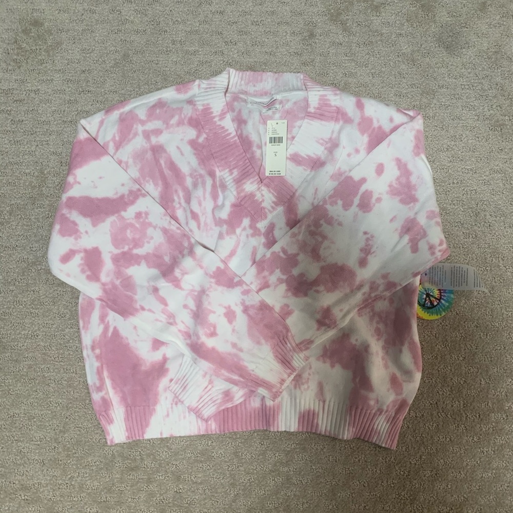 Anthropologie Pink Tie Dye Sweater